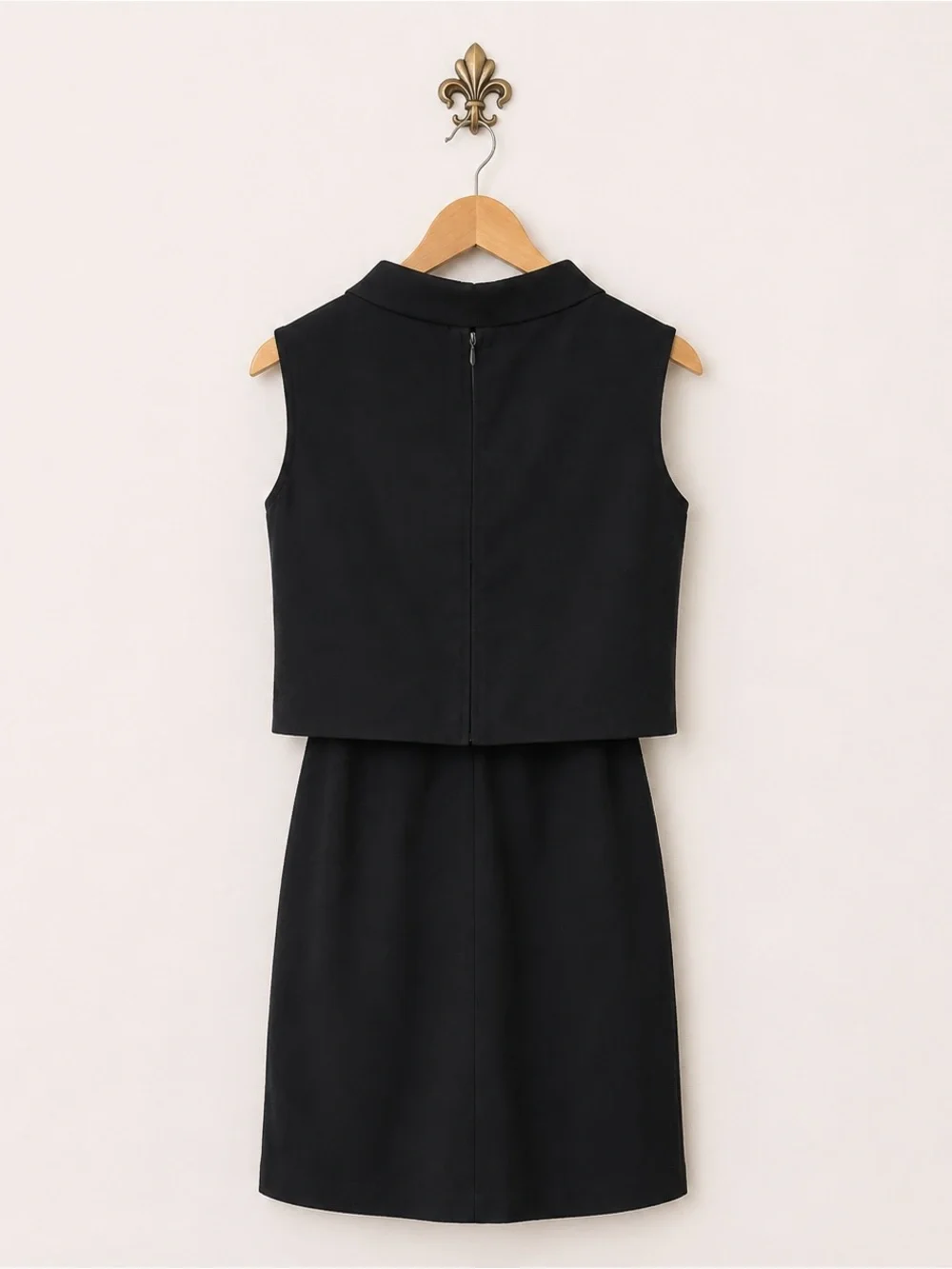 Vintage Classic Black Jackie O Style Sleeveless Dress + Overlay Bolero Top M - Picture 3 of 7